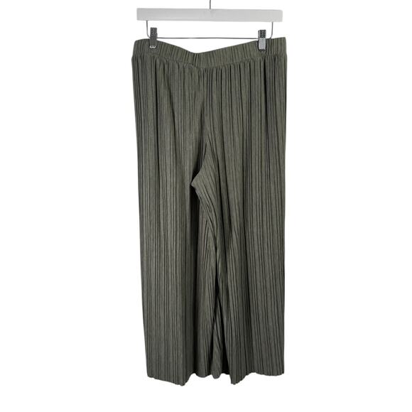 J Jill Pure Jill Green Pleated Wide Leg Crop Pull On Pants Boho Womens Medium - Picture 4 of 6